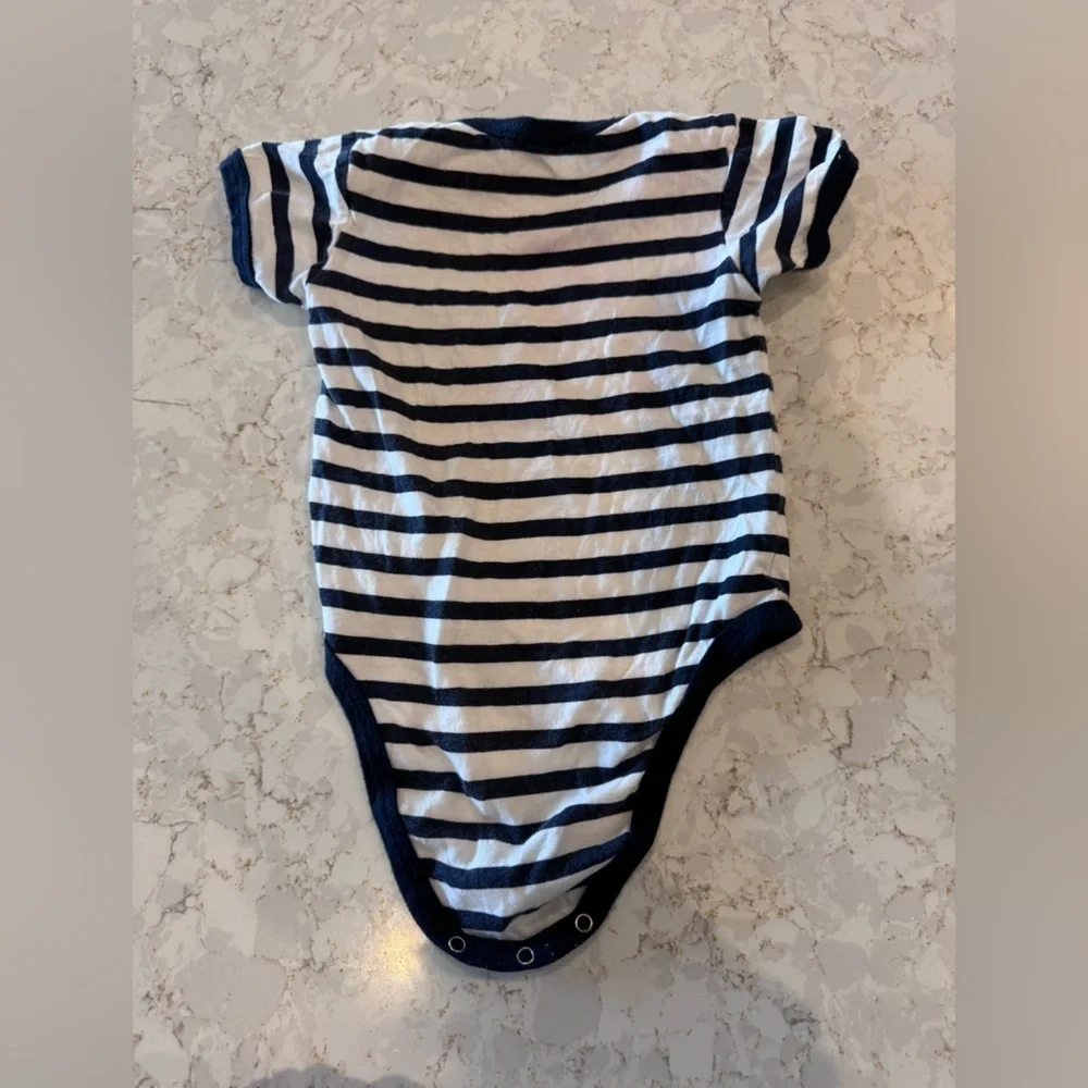 6-12M Capri, Italy Striped Nautical Baby Onesie